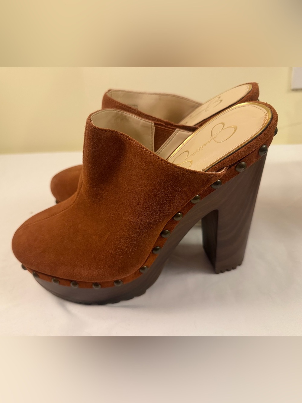 Jessica Simpson Suede Platform Clog Mules - Brown